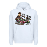 White just a woman who loves justice Premium Hoodie - SublimationCraftShop