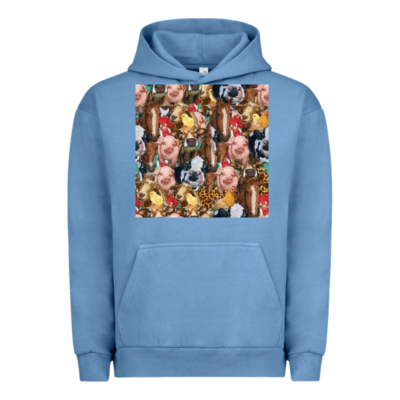Western Farm Animals Seamless Pattern Urban Hoodie by HRA Design Shop | Teevron