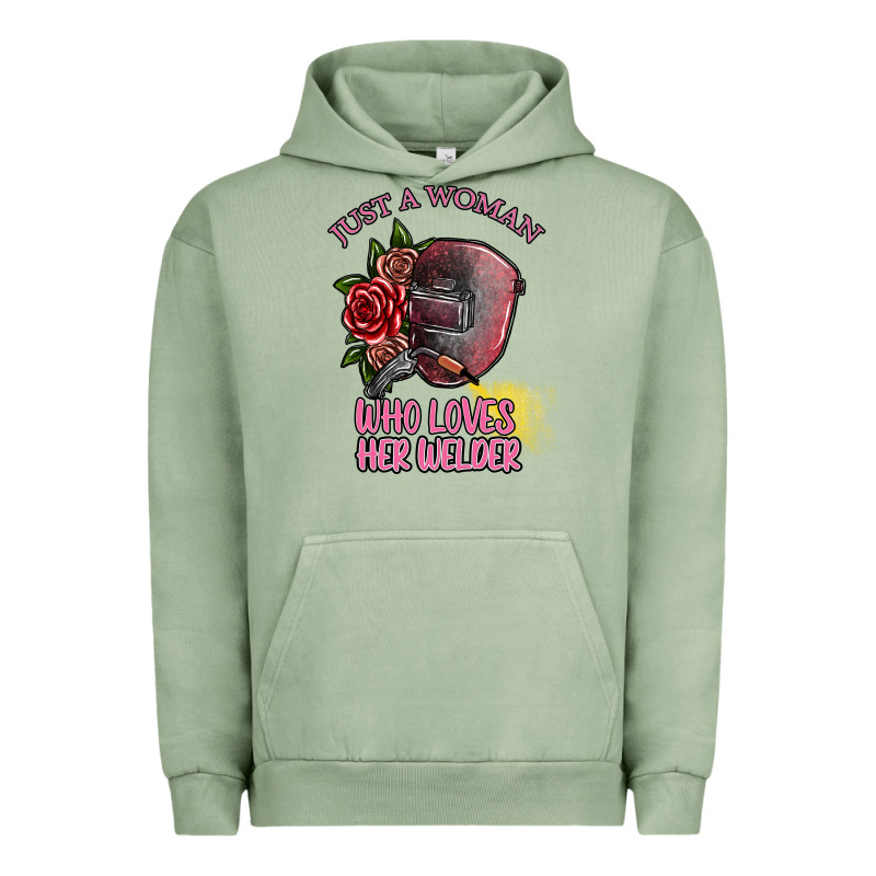 Just A Woman Who Loves Her Welder Urban Hoodie by SublimationCraftShop | Teevron
