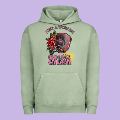 Just A Woman Who Loves Her Welder Urban Hoodie Designed By Sublimationcraftshop