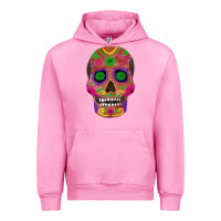 Fuchsia Pink sugar skull Urban Hoodie - FaDigitalArtStudio