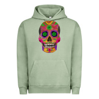 Pigment Oil Green sugar skull Urban Hoodie - FaDigitalArtStudio