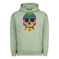 Pigment Oil Green sugar skull Urban Hoodie - FaDigitalArtStudio
