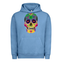 Pigment Pebble Blue sugar skull Urban Hoodie - FaDigitalArtStudio