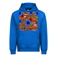 Cobalt patriotic flowers seamless pattern Urban Hoodie - HRA Design Shop