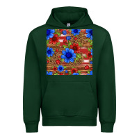 Forest Green patriotic flowers seamless pattern Urban Hoodie - HRA Design Shop
