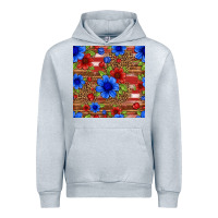 Heather Grey patriotic flowers seamless pattern Urban Hoodie - HRA Design Shop