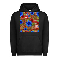 Pigment Black patriotic flowers seamless pattern Urban Hoodie - HRA Design Shop