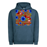 Pigment Midnight Navy patriotic flowers seamless pattern Urban Hoodie - HRA Design Shop