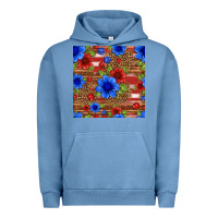 Pigment Pebble Blue patriotic flowers seamless pattern Urban Hoodie - HRA Design Shop
