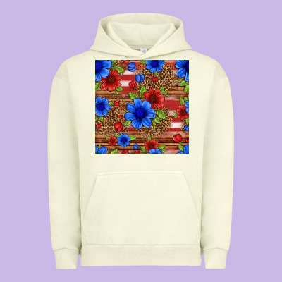 Patriotic Flowers Seamless Pattern Urban Hoodie Designed By Hra Design Shop