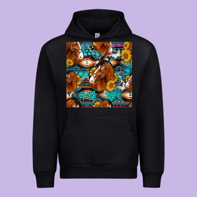 Sunflower Horses Seamless Pattern Urban Hoodie Designed By Hra Design Shop