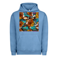 Pigment Pebble Blue sunflower horses seamless pattern Urban Hoodie - HRA Design Shop