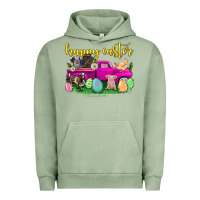 Pigment Oil Green happy easter truck with farm animal Urban Hoodie - Neo Western