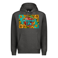 Charcoal Heather teacher life skinny metal can holder Premium Hoodie - HRA Design Shop