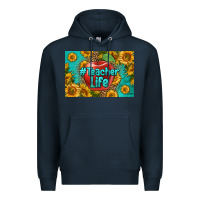 Navy teacher life skinny metal can holder Premium Hoodie - HRA Design Shop
