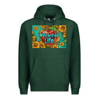 Sports Green teacher life skinny metal can holder Premium Hoodie - HRA Design Shop