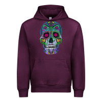Mauve Wine sugar skull Urban Hoodie - FaDigitalArtStudio