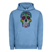 Pigment Pebble Blue sugar skull Urban Hoodie - FaDigitalArtStudio