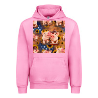 Fuchsia Pink american pigs seamless pattern Urban Hoodie - HRA Design Shop