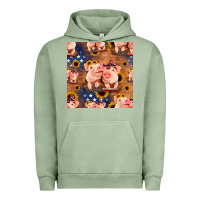 Pigment Oil Green american pigs seamless pattern Urban Hoodie - HRA Design Shop