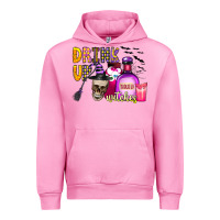 Fuchsia Pink drink up witches Urban Hoodie - CowhideDigitalArt