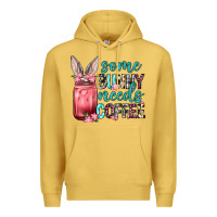 Antique Gold Some Bunny needs coffee Premium Hoodie - Neo Western