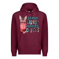 Burgundy Some Bunny needs coffee Premium Hoodie - Neo Western