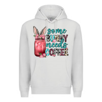 Dove Grey Some Bunny needs coffee Premium Hoodie - Neo Western