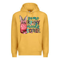 Mustard Some Bunny needs coffee Premium Hoodie - Neo Western