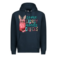Navy Some Bunny needs coffee Premium Hoodie - Neo Western