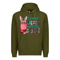 Army Green Some Bunny needs coffee Premium Hoodie - Neo Western