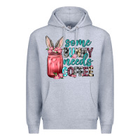Heather Grey Some Bunny needs coffee Premium Hoodie - Neo Western