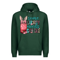 Sports Green Some Bunny needs coffee Premium Hoodie - Neo Western