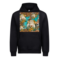 Black sunflowers charolais cow seamless pattern Urban Hoodie - HRA Design Shop
