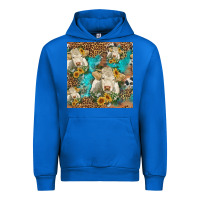 Cobalt sunflowers charolais cow seamless pattern Urban Hoodie - HRA Design Shop
