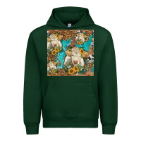 Forest Green sunflowers charolais cow seamless pattern Urban Hoodie - HRA Design Shop