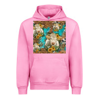 Fuchsia Pink sunflowers charolais cow seamless pattern Urban Hoodie - HRA Design Shop
