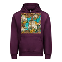 Mauve Wine sunflowers charolais cow seamless pattern Urban Hoodie - HRA Design Shop