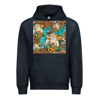 Navy sunflowers charolais cow seamless pattern Urban Hoodie - HRA Design Shop
