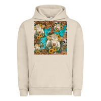 Pigment French Oak sunflowers charolais cow seamless pattern Urban Hoodie - HRA Design Shop