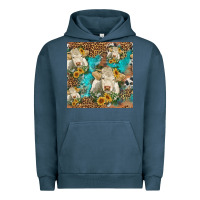 Pigment Midnight Navy sunflowers charolais cow seamless pattern Urban Hoodie - HRA Design Shop
