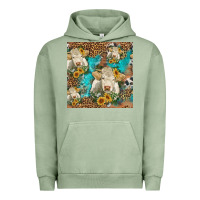 Pigment Oil Green sunflowers charolais cow seamless pattern Urban Hoodie - HRA Design Shop