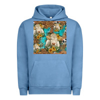 Pigment Pebble Blue sunflowers charolais cow seamless pattern Urban Hoodie - HRA Design Shop