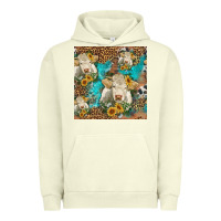 Pigment Pistachio sunflowers charolais cow seamless pattern Urban Hoodie - HRA Design Shop