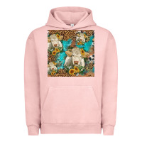 Pigment Salmon sunflowers charolais cow seamless pattern Urban Hoodie - HRA Design Shop