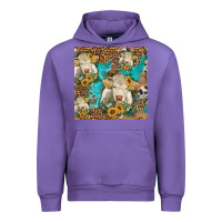 Tulip sunflowers charolais cow seamless pattern Urban Hoodie - HRA Design Shop