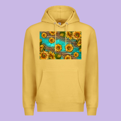 Western Sunflowers Skinny Metal Can Holder Premium Hoodie Designed By Hra Design Shop