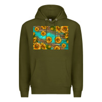 Army Green western sunflowers skinny metal can holder Premium Hoodie - HRA Design Shop