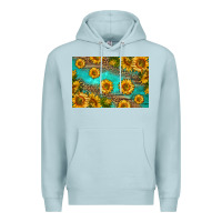 Blue Mist western sunflowers skinny metal can holder Premium Hoodie - HRA Design Shop
